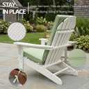 Adirondack Chair Cushions Set of 2 - Removable Covers, Water-Repellent & Fade-Resistant Faux Linen, Securing Straps, Non-Slip Bottom, Fit for Most Outdoor Adirondack & Rocking Chairs - Sage Green