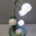 Green Flower Lamp for Home, Bedside Vintage Table Lamps, 5 Lily of The Valley Reading Lights, 3 Colors Modes Kawaii Bedside Lamp Decor, with G4 Bulb Nightstand Light for Living Room Office Bedroom