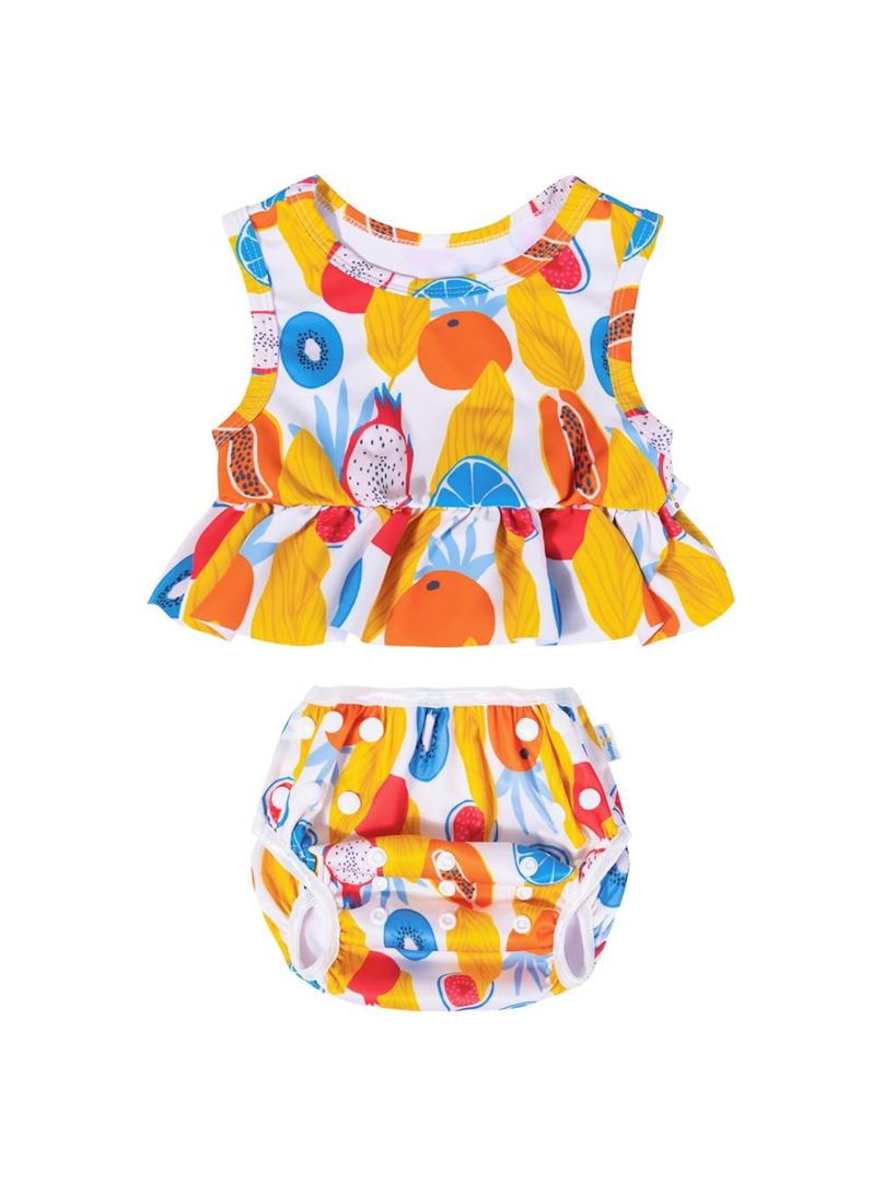 babygoal Baby Girl Swimsuits with Reusable Swim Diaper 2-Piece, Tankini Bathing Suit Swimwear for Infant and Toddler , 0-12M