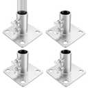 4 Pcs 1-9/16'' Chain Link Fence Pole Plange, Heavy Duty Round Fence Post Base Surface Mount