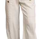 Kedera Women's Wide Leg Jeans High Waisted Pull On Baggy Jeans Cropped Denim Drawstring Pants Casual Joggers, L