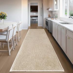 Bathroom Runner Rugs, Thin Absorbent Non-Slip Bath Mat, Quick Dry Low Pile Mats for Bathroom Floor Front of Bathtub,Shower Room,Sink,24"72",Light Coffee