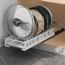 10 Divers Pot Lid Organizer Pot Lid Holder, Cabinet Pull Out Shelves, Slide Out Cabinet Organizer, Pot Lid, Bakeware and Pan Organizer(white)