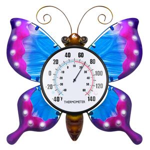 pealstar Outdoor Thermometer Decorative Waterproof Outdoor Thermometers for Patio Large Butterfly Wall Thermometer for Garden Yard Living Room Decor