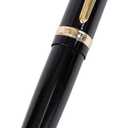 Thick barrel type fountain pen, Medium-thin writing, converter (inhaler) type, black and gold
