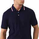 MagnaMan Slim Fit Short Sleeve Polo Shirts for Men - Cotton, Business Casual Stretch Shirt, Breathable Golf & Office Wear (Blue, XXL)