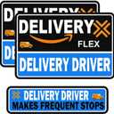 Flex Delivery Driver Car Magnet, 3PCS Frequent Stops Removable Set, Delivery Vehicle Magnet Car Door and Bumper Sign, High Reflective Waterproof Weather-Resistant
