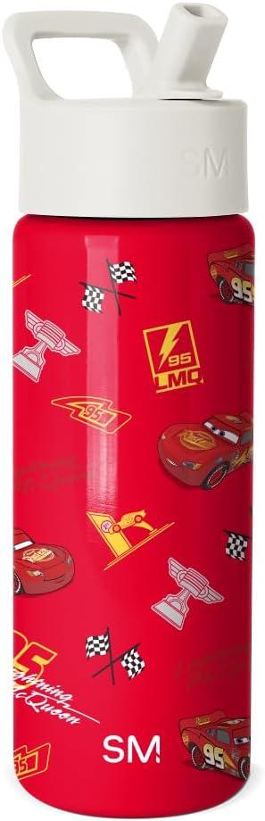 Simple Modern Kids Summit Water Bottle with Straw Lid |Disney Lightning McQueen 18oz Stainless Steel Cup Insulated Tumbler for Boys, School | Cars Lightning Speed