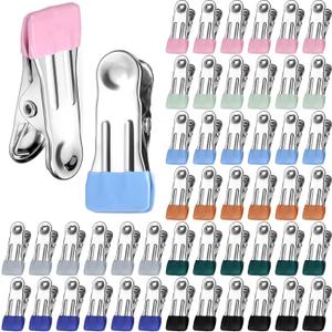 Honeydak 150 Pcs Stainless Steel Clothes Pins 2.17 Inch Heavy Duty Clips Bulk Bag Clips for Food Metal Clothespins for Laundry Clothes Line, Sock, Photo, Towel, Snack