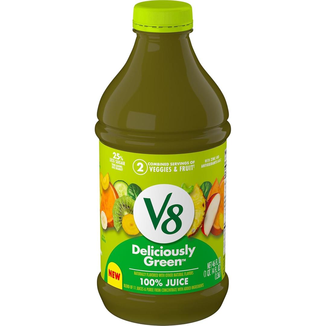 V8 Deliciously Green 100% Fruit and Vegetable Juice, 46 fl oz Bottle (EXP 01/14/27)