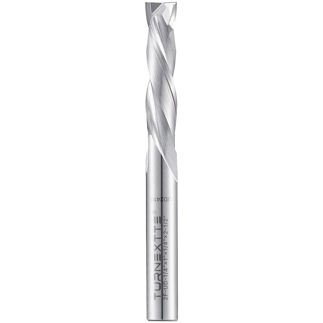 Up&Down Compression Cut Spiral Router Bit for CNC, 1/4 inch Cutting Diameter and 1 inch Cutting Length 1/4 inch Shank Carbide End Mill for Slot Cut Carving Engraving Grinding Grooving