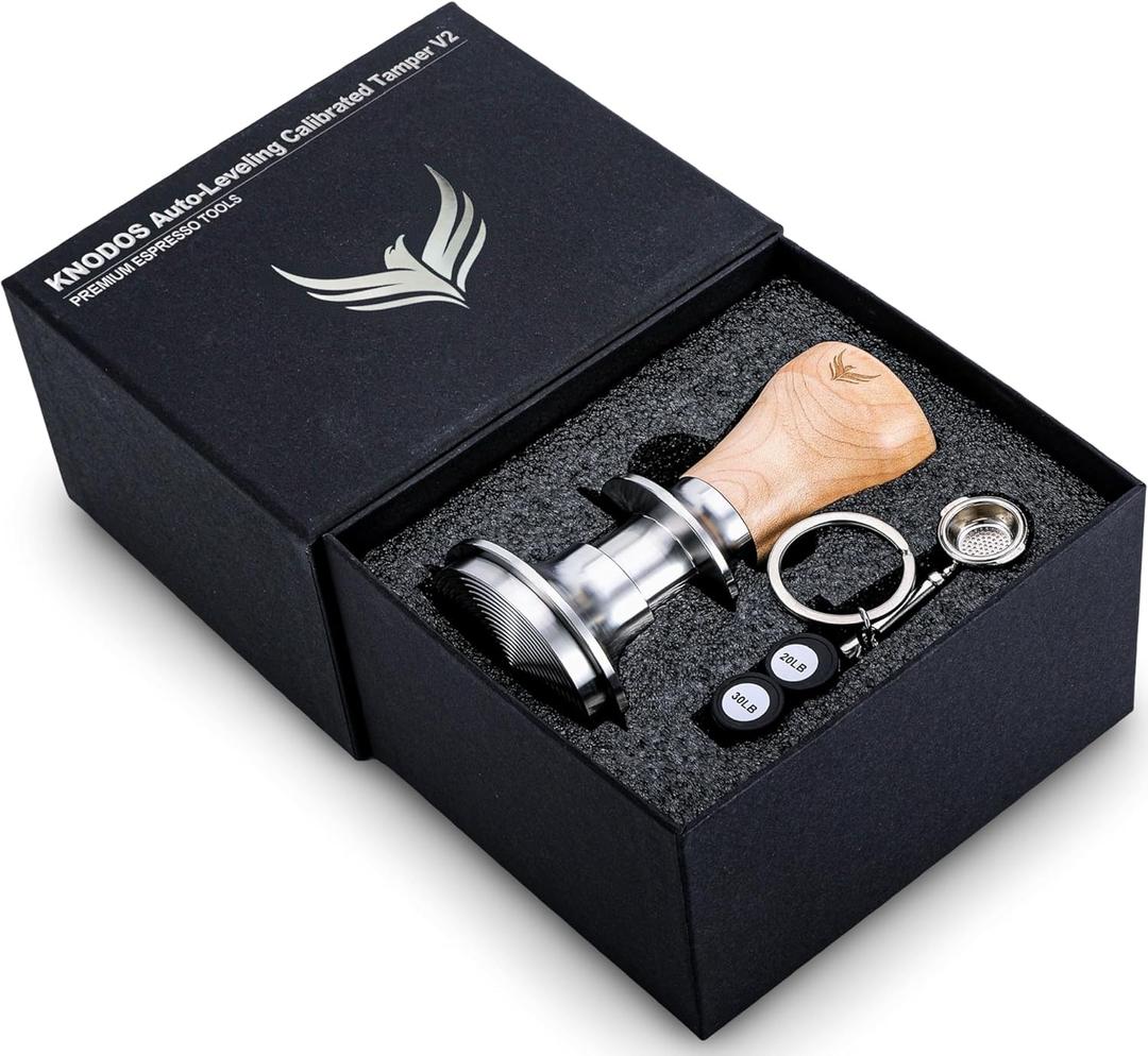 58.5mm Tamper Fits 58mm Portafilters Calibrated Auto-Leveling and Double Spring Loaded Design Stainless Steel Ripple Base Espresso Tamper with 20lb / 25lb / 30lbs Replacement Springs