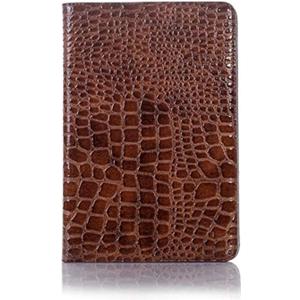for iPad mini 5th 4th Case, Crocodile Reflector Leather Stand Folio Case Smart Cover, Auto Sleep/Wake, Card Holder, Classic Fashion Protector for iPadMini 4/5 7.9 Inch - Brown