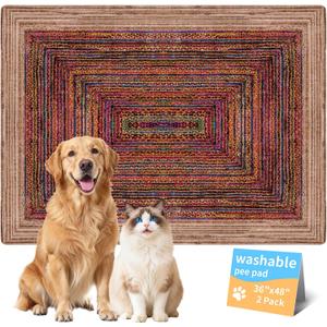 Washable Pee Pads for Dogs, Reusable Puppy Potty Training Pads, Ultra-Absorbent Thick Waterproof Leak-Proof Non-Slip Pads & Mat for Crate, Playpen, Floor, Whelping & Housebreaking , 2 Pack 36"x48"