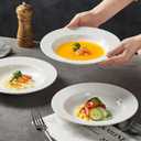 Ceramic Plates Set of 4, 8.5" White Pasta Plates, Ceramic Pasta Bowls, Versatile Microwave & Dishwasher Safe Soup/Pasta/Salad Bowls