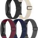 Elastic Watch Band Compatible with Fitbit Inspire /3/2/HR/Ace 2/3, Soft Nylon Sport Wristband Replacement Straps For Women & Men (Black+Beige+Burgundy+Indigo+Gray)