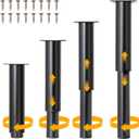 4-Piece Adjustable Furniture Legs Set, Black Metal Furniture Legs, Adjustable in Height from 7.09 inches to 11.81 inches, Suitable for Modern cabinets, Tables, and Storage cabinets