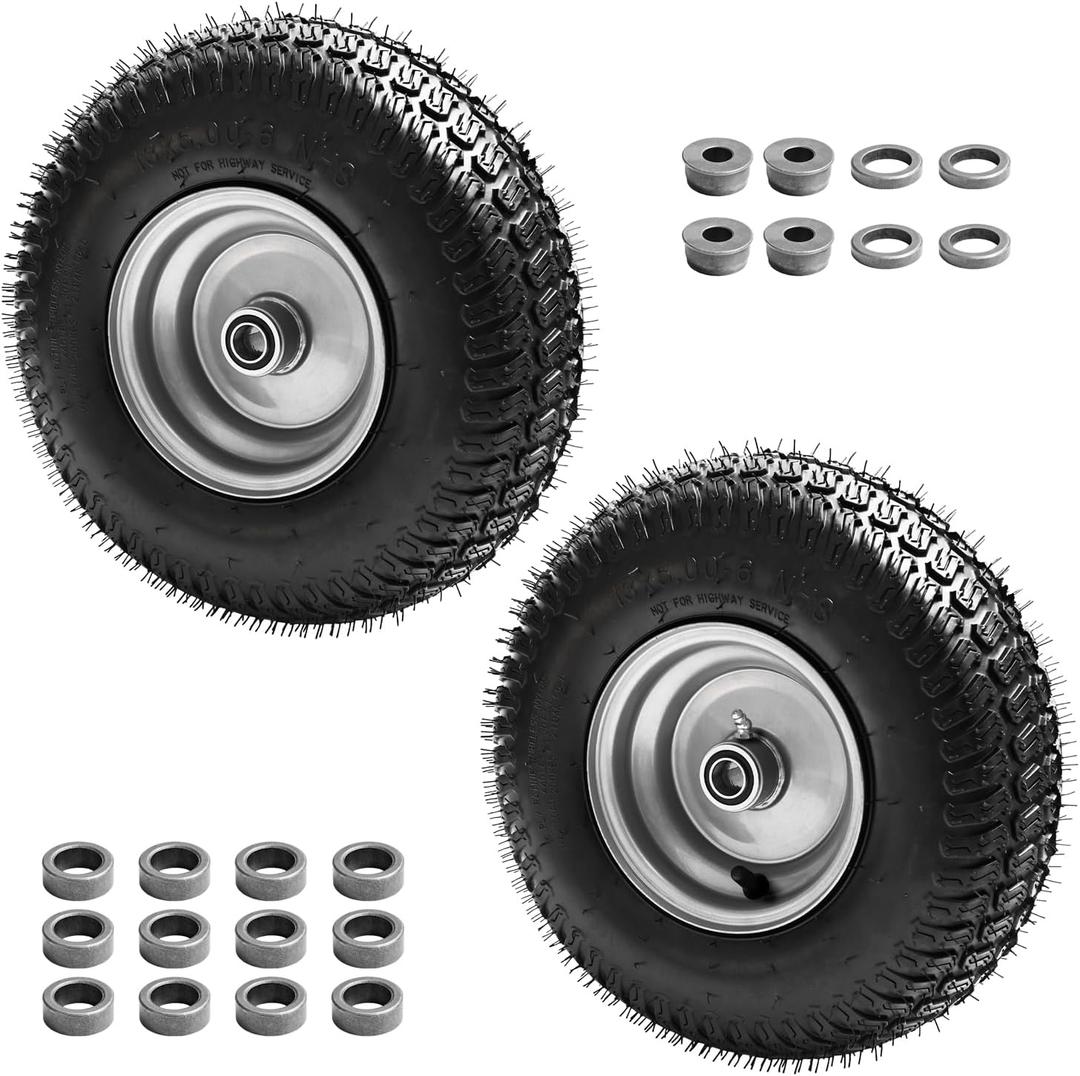 (2-Pack) 13x5.00-6 Lawn Mower Tires,13 Inch Tire & Wheel Assembly- 3/4" & 5/8" bushing, 3" Centered Hub,Replacement for lawn and Garden Turf mowers