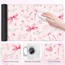 HAOCOO Pink Coquette Desk Mat, Cute Large Mouse Pad for Keyboard, Non-Slip Waterproof Desk Pad, Office Desktop Mat with Stitched Edges, Desk Decor for Women Office Aesthetics
