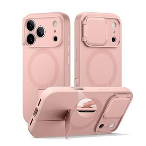 SURITCH for iPhone 17 Pro Max Case with Camera Control Cover, Camera Cover and Adjustable Kickstand, Compatible with MagSafe, Shockproof Bumper Protective Cases 6.9 Inch, Pink