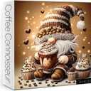 Funny Gnome Coffee Jigsaw Puzzle 1000 Piece for Adult, Art Elf Food Cupcake Jigsaw Puzzles, Hard Cute Aesthetic Challenging Puzzle