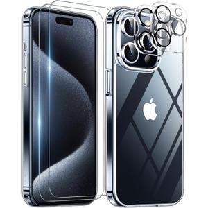 Designed for iPhone 15 ProMax Case Clear, [Crystal Clear][Non-Yellowing][Military-Grade Drop Protection] Slim Thin Shockproof Protective Phone Case for iPhone 15 Pro Max,Cystal Clear