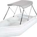 KEMIMOTO Bimini Top for Boat, Bimini Tops Cover 600D Marine Grade Canvas Boat Canopy with 6ft Length 54 in - 96 in Width 46 in Height, Includes Mounting Hardware, Straps Rear Support Poles (2 Bow 5.3'L x 43.3" H x 47"-55"W, Gray)