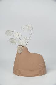 Porcelain Vase 8 x 6 x 7 Inch Beige