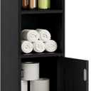 Lomojo Small Bathroom Storage Cabinet, Toilet CabinetFreestanding Bathroom Organizer for Small Spaces, Narrow Toilet Paper Corner Floor with Door and Shelves,Black, 7.87"D x 7.87"W x 30.9"H