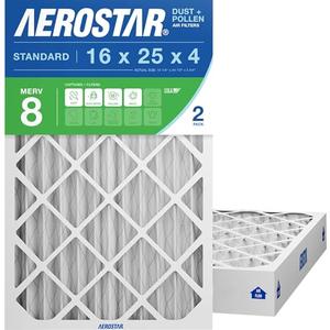 Aerostar 16x25x4 MERV 8 Air Filter, 1 Count, ACTUAL SIZE (15.50 x 24.50 x 3.75) HVAC, Furnace Filter for Allergies, Dust, Pet Dander & Smoke (MPR 1500 / FPR 10) Fits Lennox & Honeywell Devices