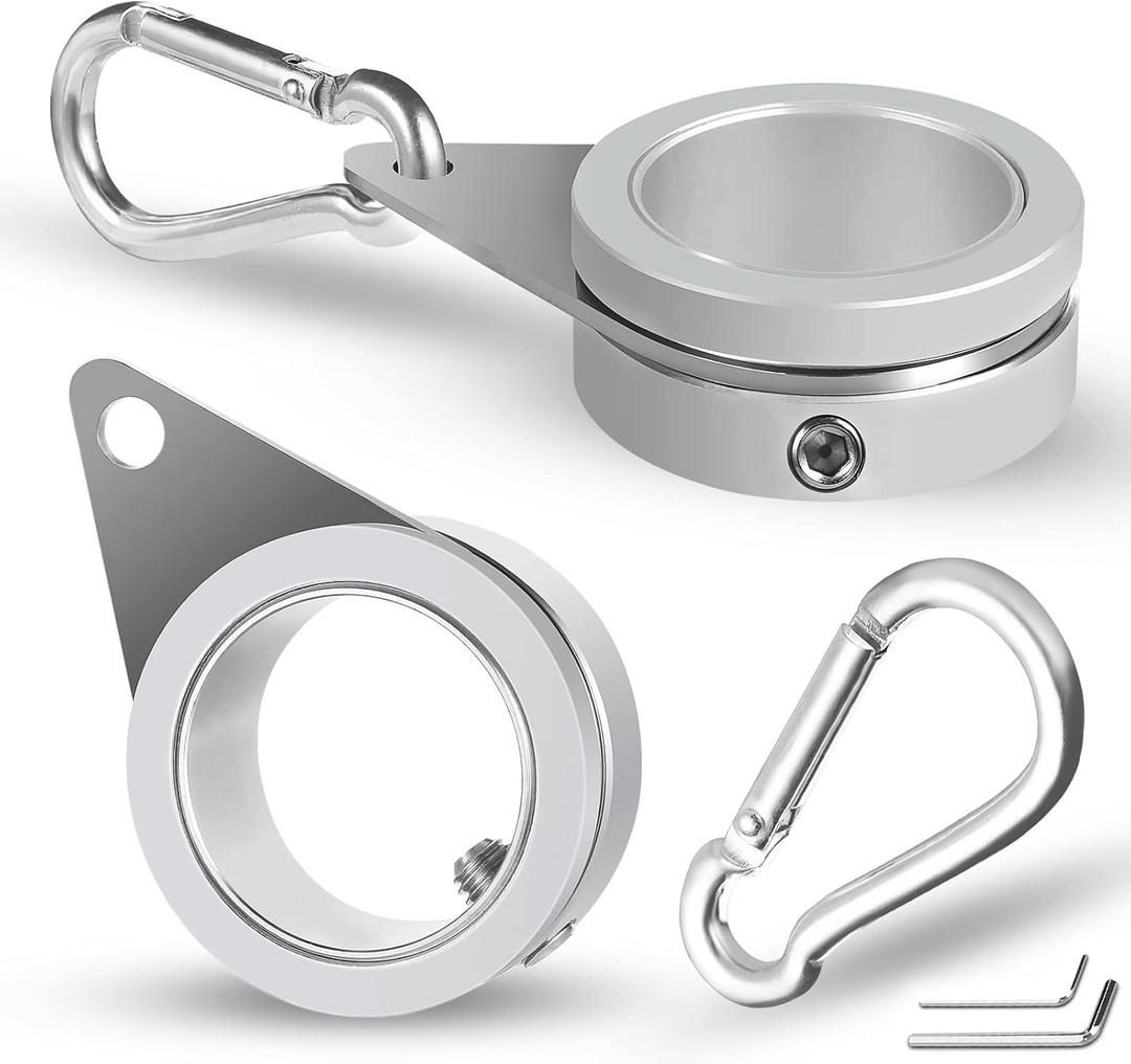 Anovo Flag Pole Rings, Flagpole Rings Aluminum Alloy 360 Rotating Anti-Wrap Flag Mounting Spinning Ring Clips for 0.75-1.02 Inch Diameter Flagpole (1 Inch -Pack of 2, Matte Silver)
