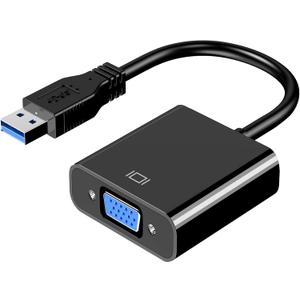 USB to VGA Adapter for Monitor MacBook, VGA to USB 3.0/2.0 Converter 1080P Multi-Display Video Cable for Laptop Desktop PC to Monitors, Projector, TV. (Not Support Chromebook) (Black)