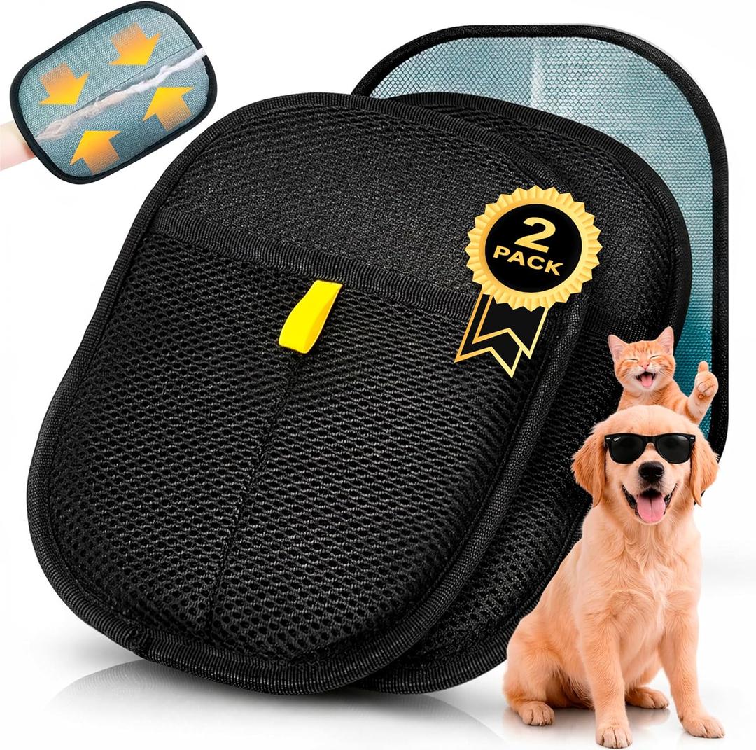 2 x 2 Pack Pet Hair Remover Gloves – Cat & Dog Fur Removal Mitt, Reusable Hair Cleaner Glove for Couch, Furniture, Clothes & Car Seats, Lint Cleaning Mitt, Animal Hair Remover Tool