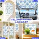 3 x SOMWISE Frosted Glass Window Privacy Film with Tools, Heat Blocking, Anti-UV, Anti-Glare, Static Cling, Decor for Home Bathroom Door, Renter Friendly, Removable, Reusable, Blue 45Inchx157Inch