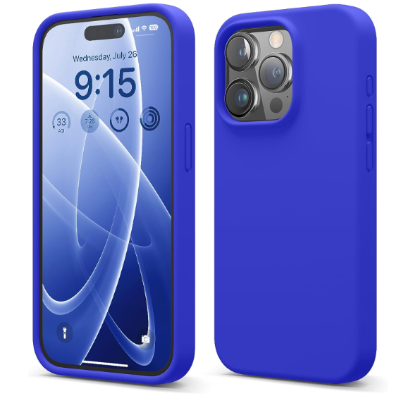 elago Compatible with iPhone 15 Pro Case, Liquid Silicone Case, Full Body Protective Cover, Shockproof, Slim Phone, Anti-Scratch Soft Microfiber Lining, 6.1 inch (Cobalt Blue)