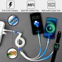 CUGUNU Coiled USB/Type-C to iWatch/iPhone Lightning/Type-C Multi Charger Cable, 3-in-2 Retractable Multiple Car Fast Charging Cord Compatible with iPhone/Apple Watch/iPad/Android Phone