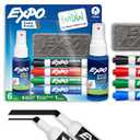 EXPO Dry Erase Markers Kit, Chisel Tip, Assorted Colors, Eraser, Spray Cleaner, 6 Count - Whiteboard, Calendar, Office Essentials, School, Classroom, Teacher Supplies