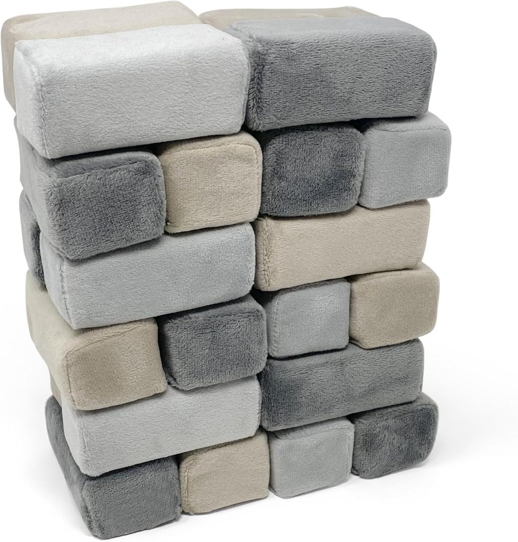 Mini Foam Building Blocks for Kids (24-Blocks) - Soft Building Blocks for Toddlers, Plush Stackable Foam Blocks, Indoor Play Toy for Kids, Stacking & Sensory Play Set (Castle Rock)