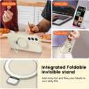 Liquid Silicone Case for Samsung Galaxy S23 with Magnetic Stand, Mil-Grade Drop Shockproof, Full Camera Protection Anti-Scratch Microfiber Lining Silicone Phone case, Beige