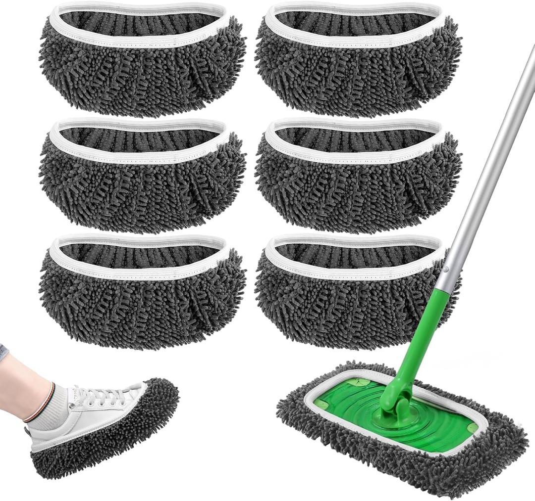 Reusable Wet Pads Refill for Swiffer Sweeper Mop - Dry Sweeping Cloths & Wet Mopping Cloths for Household Cleaning - Washable Microfiber Mop Pads, 6 Pack (Mop is not Included)