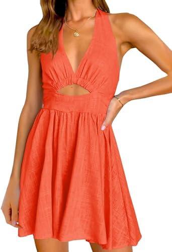 Inorin Womens Summer Sleeveless Halter V Neck Backless Cut Out Sexy Casual Party Swing Flared Mini Dress Size Small Inorin Womens Summer Sleeveless Halter V Neck Backless Cut Out Sexy Casual Party Swing Flared Mini Dress Size Small