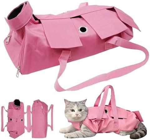 PawLuxe Waterproof Cat Grooming Restraint Bag - Anti-Scratching for Claw Care & Nail Trimming, Ideal for Cat Medical Examination (Pink, M)