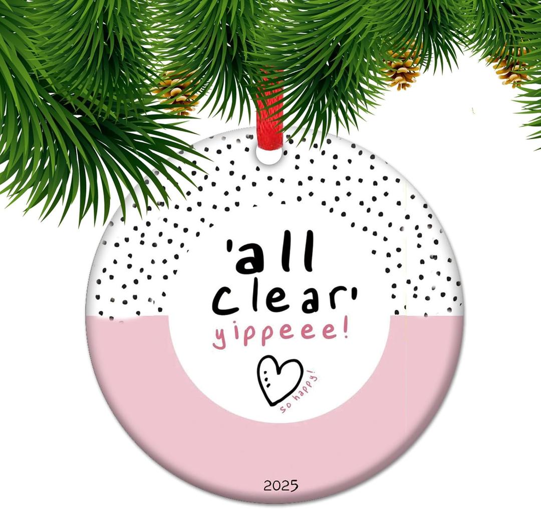 Cancer All Clear Ornament The Year I Beat Cancer Gift Cancer Treatment Encouragement Ceramic Keepsake Hope Celebration Decor (C18)