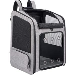 Extra Large Pet Carrier Backpack Cats Under 30 Lbs, for Dogs Puppies Rabbits Other Animals Under 25 Lbs, Ventilated Design, Great for Travel/Hiking/Outdoor Use (15.7"L x 13.7"W x 21.7"H, Grey)
