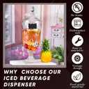 Zhehao 2 Pcs Drink Dispensers for Parties 1.3 Gallon Glass Beverage Dispenser Clear Vintage Crystal Iced Beverage Dispenser with Spigot and 2 Wooden Chalkboard Wide Mouth Beverage Server for Bar Home