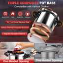 18/8 Stainless Steel Pressure Cooker 8 Qt, [One-Hand Locking] Pressure Cooker,[3-In-1] Olla de Presion, Induction, Gas Stovetop Compatible, Includes Glass Lid & Steamer Rack