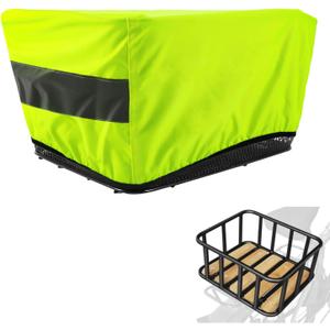 Bike Basket Cover,Bicycle Baskets Liners,Waterproof Rain Liner,15.35x9.44x8.26Inches,Compatible with Fits Most Baskets,420D Oxford Cloth,Reflective,Elastic Band,for Basket Protection Lining(Green)