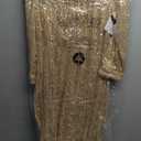 Kensie Women's Long Sleeve Keyhole Sequin Midi Dress (4, Gold)