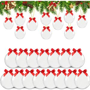 SUNWISHA 15pcs Christmas Clear Acrylic Balls Ornament Set with Bow Tie, Xmas Classic Tree Balls for Holiday Indoor Outdoor Dcor, Wreath, Garland, Party DcorStyle 2 for Adults
