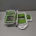 Mueller Pro-Series All-in-One, 12 Blade Mandoline Slicer for Kitchen, Food Chopper, Vegetable Slicer and Spiralizer, Cutter, Dicer, Grater, Kitchen Gadgets Sets with Container, White Sand/Pastel Green